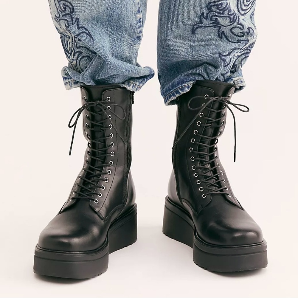 Vagabond Black Lace-Up Platform Boots